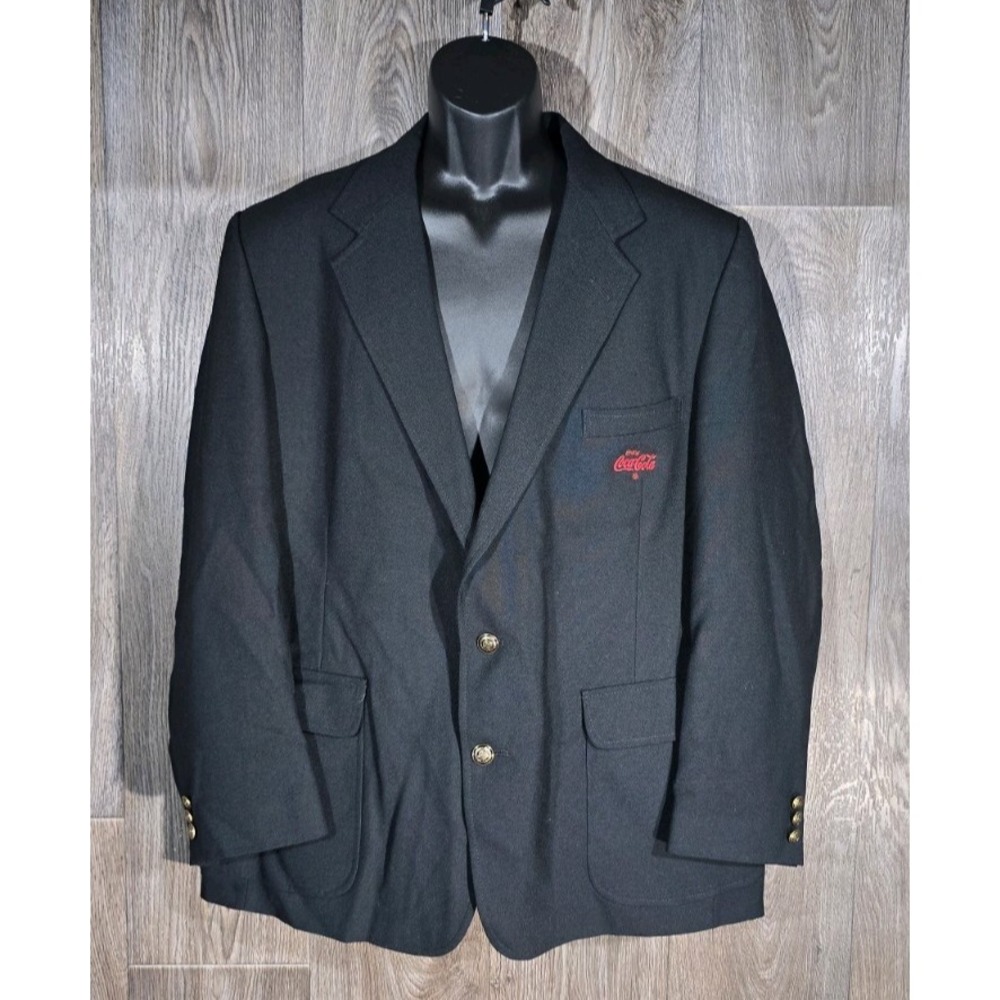 RMC Coca-Cola Blazer Mens 44 Regular Black Gold Button New with Tags